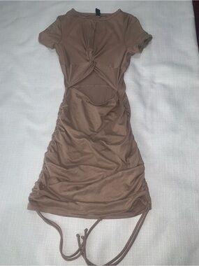 Windsor Taupe Knot-Front Mini Dress